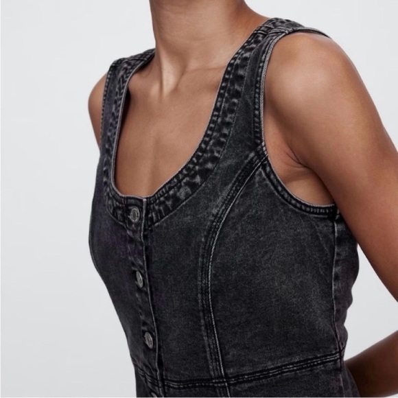 🌹 NWT! GAP Black Denim Button-Front Dress - Size Large - Picture 5 of 8